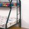 Black Finish Contemporary Twin/Full Bunk Bed w/Built-In Ladders