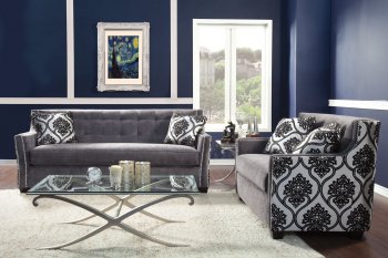 SM2212 Federico Sofa in Silver Tone Fabric w/Options [FAS-SM2212 Federico]