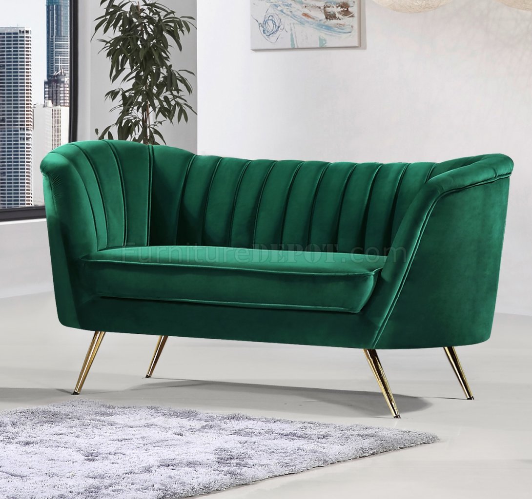 Margo Sofa 622 in Green Velvet Fabric by Meridian w/Options