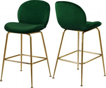 Paris Counter Stool 787 Set of 2 Green Velvet Fabric by Meridian [MRDC-787 Paris Green]