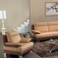 Camel & Brown Bonded Leather Modern 7045 Sofa w/Options