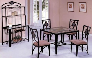 Glass Top 5Pc Modern Dining Set w/Optional Baker's Rack [ABCDS-6930]