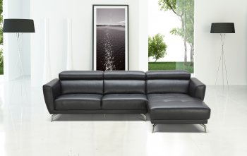 Trax Sectional Sofa by Beverly Hills in Black Full Leather [BHSS-Trax]