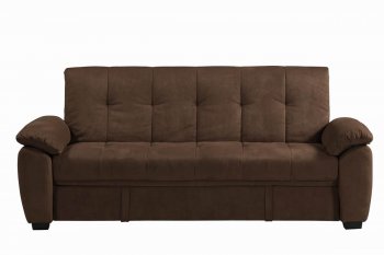 Chocolate Padded Suede Modern Sofa Bed w/Storage [WDSB-64004]