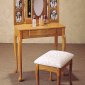 Oak Finish Photo Vanity Set w/Matching Stool