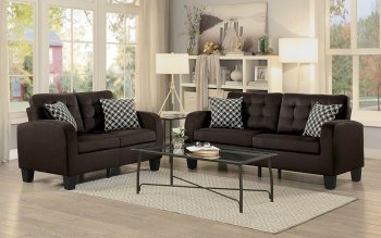 Sinclair Sofa & Loveseat Set 8202CH-3 in Chocolate Homelegance [HES-8202CH-3-Sinclair Chocolate]