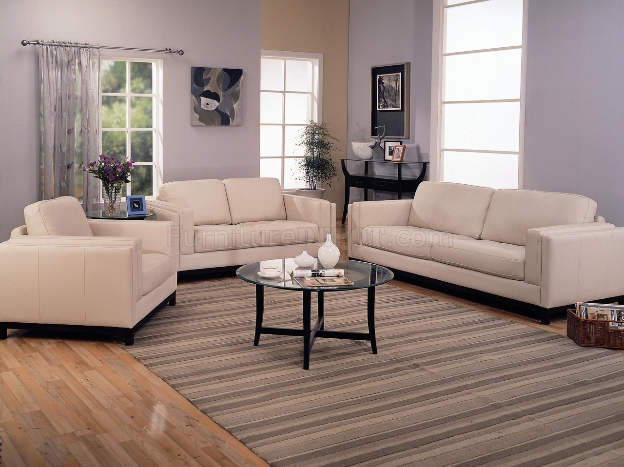 cream and lavendar living room