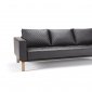 Cassius Sofa Bed in Black Leatherette w/Oak Legs by Innovation