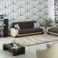 Brown Fabric & Beige Vinyl Two-Tone Modern Sofa Bed w/Options