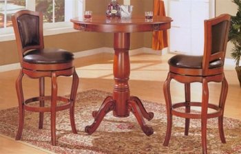 Distressed Cherry Finish Bar Table with Swivel Bar Stools [CRBF-107-100268]