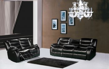 Gramercy 644 Motion Sofa in Black Bonded Leather w/Options [MRS-644BL Gramercy]