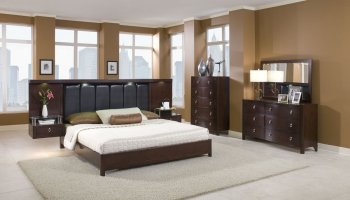 Dark Oak Serpentine Shape Modern Bedroom w/Optional Casegoods [MCBS-897 Serpentine]