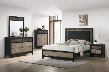 Valencia Bedroom Set 5Pc 223041 in Light Brown & Black by Coaste [CRBS-223041 Valencia]