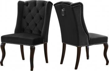 Suri Dining Chair 772 Set of 2 Black Velvet Fabric by Meridian [MRDC-772 Suri Black]