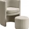 Selena Accent Chair & Ottoman 555 in Cream Velvet by Meridian