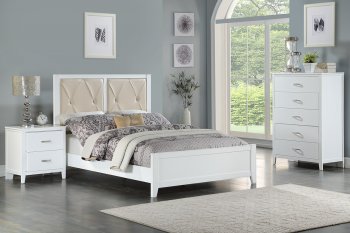 F9427T 4Pc Youth Bedroom Set in White by Poundex [PXKB-F9427T White]