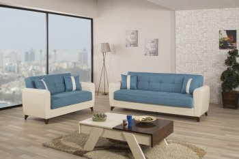 Bella Vista Sofa Bed in Blue Fabric by Casamode w/Options [CMSB-Bella Vista Prusa Blue]