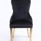 Leo Gold Dining Chair Set of 2 in Black Fabric