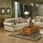 Bone Chenille Fabric Contemporary Living Room w/Bun Wood Feet