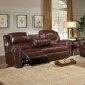 Cognac Brown Bonded Leather Living Room Sofa w/Recliner Seats