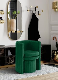 Selena Accent Chair & Ottoman 555 in Green Velvet by Meridian