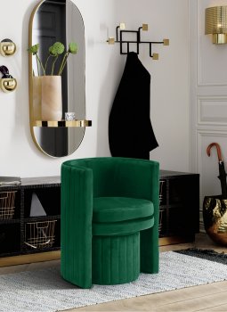 Selena Accent Chair & Ottoman 555 in Green Velvet by Meridian [MRCC-555 Selena Green]