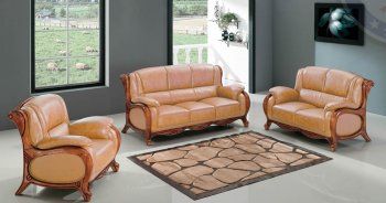 Honey Bonded Leather Modern 7988 Sofa w/Options [AES-7988 Honey]