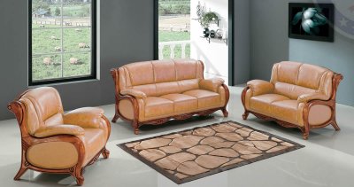 Honey Bonded Leather Modern 7988 Sofa w/Options