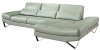 Grey Full Leather Modern Sectional Sofa w/Steel Legs