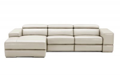 Hilgard Power Motion Sectional Sofa in Light Grey Leather by VIG