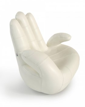 Sosia Hand Accent Swivel Chair in White Full Leather by VIG [VGCC-Sosia White]