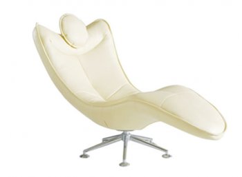 Beige Color Leather Upholstery Swivel Chaise Lounge [AECL-815 Beige]