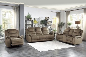 Shola Power Motion Sofa 9848BR-3PWH in Brown by Homelegance [HES-9848BR-3PWH Shola]