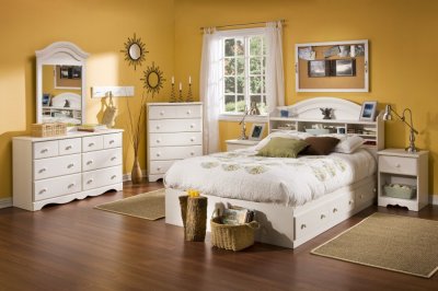 White Wash Kid's Bedroom w/Storage Bed & Optional Casegoods