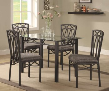 Beveled Glass Top & Dark Metal Base Modern 5Pc Dinette Set [CRDS-120781]