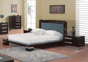 Wenge High Gloss Finish Modern Bed [GFBS-73-GB990-Q]