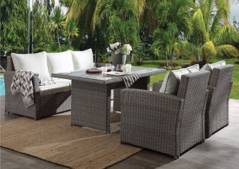 Tahan 4Pc Outdoor Set 45070 in Gray Wicker by Acme [AMOUT-45070-Tahan]