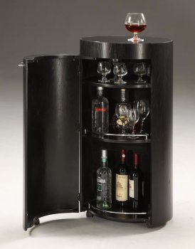 Black Finish Wine Bar With Side Opening Door [CVBF-Palermo Bar Black]