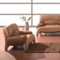 Tan & Brown Two-Tone Leather Nodern Living Room Sofa w/Options