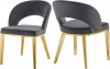 Roberto Dining Chair 765 Set of 2 Grey Velvet Fabric - Meridian