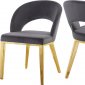 Roberto Dining Chair 765 Set of 2 Grey Velvet Fabric - Meridian