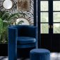 Selena Accent Chair & Ottoman 555 in Navy Velvet by Meridian