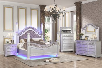 Valentina Bedroom Set 5Pc in Silver w/LED Lights [ADBS-Valentina Silver]