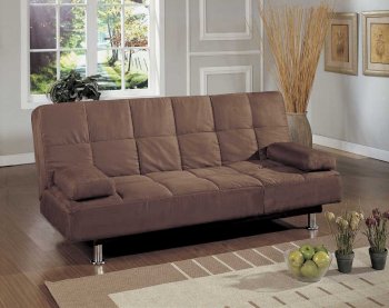 Brown Microfiber Contemporary Sofa Bed Convertible Lounger [HESB-4787BR]