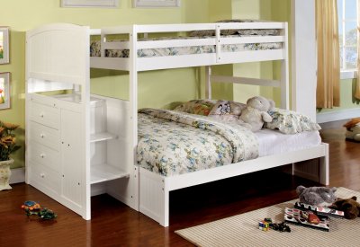 CM-BK922F Appenzell Twin/Full Bunk Bed in White