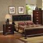 Deep Cherry Finish Contemporary Bedroom w/Chamfered Moldings