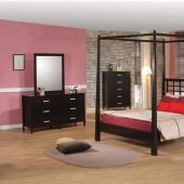 Dark Cappuccino Finish Classic Bedroom with Canopy Bed