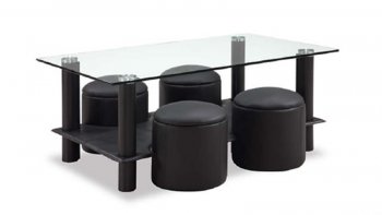 Black Contemporary Coffee Table W/Clear Glass Top [GFCT-25C Black]