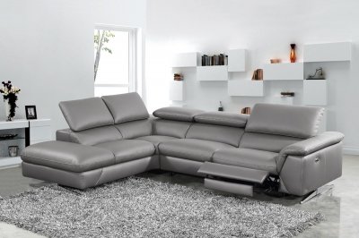 Maine Power Motion Sectional Sofa Dark Grey Eco-Leather by VIG