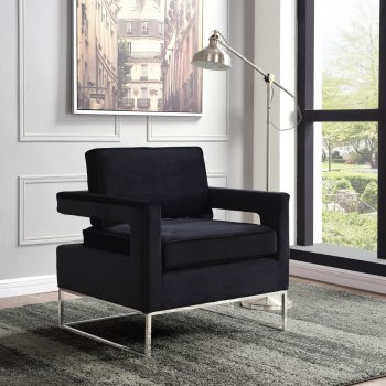 Noah Accent Chair 510 in Black Velvet Fabric by Meridian [MRCC-510 Noah Black]